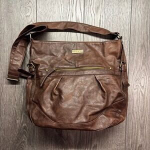 Y2k Roxy Brown Vegan Leather Crossbody Messenger Bag Adjustable Strap Hobo Purse